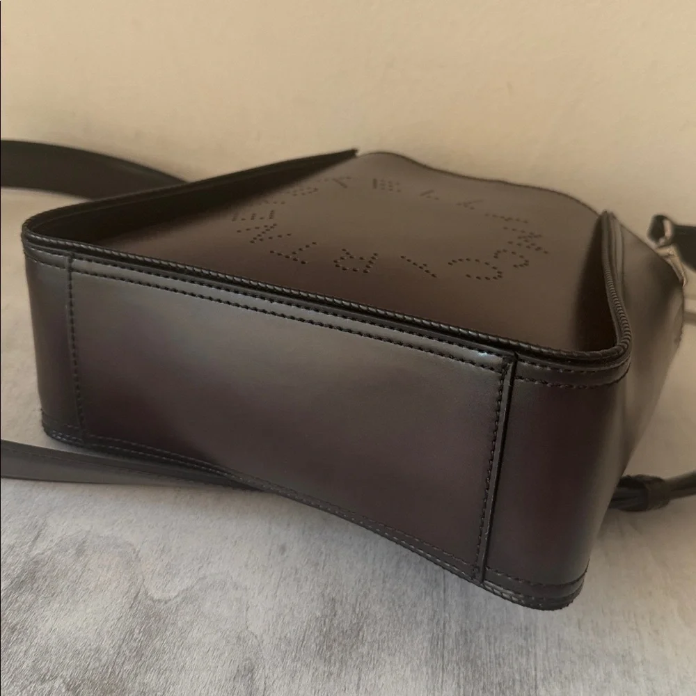 Stella McCartney Logo Faux Leather Crossbody Bag Black -Brown